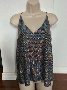 Papaya Holographic Sequin Camisole Tank Size Large